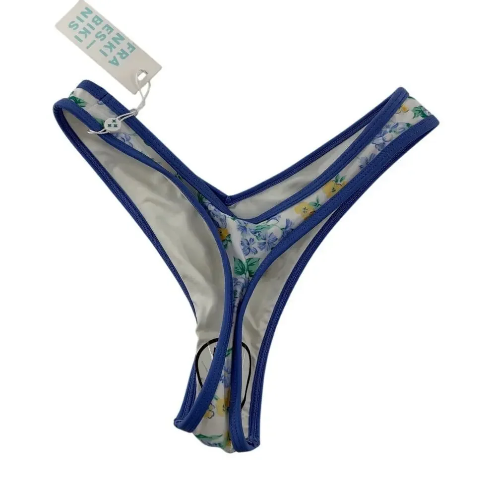 Frankies Bikinis Women's Coastal Floral Brittany Satin Bikini Bottom Size XS